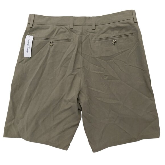 Tommy Bahama Shorts Mens Size 34 Flat Front 100% Silk Olive Green NEW - Picture 2 of 5